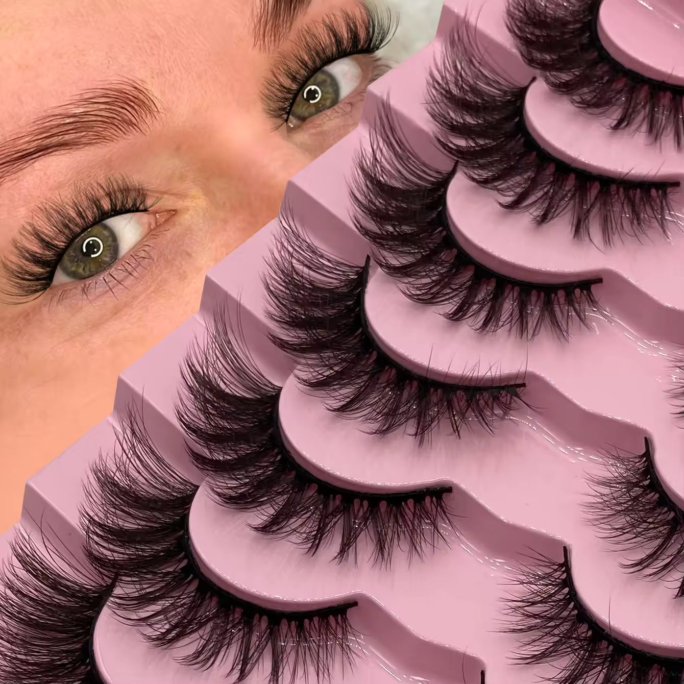 7 Pairs Fluffy 3D Faux Mink Lashes – Vegan, Lightweight & Reusable Lash Strips