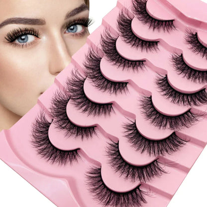 7 Pairs Fluffy 3D Faux Mink Lashes – Vegan, Lightweight & Reusable Lash Strips