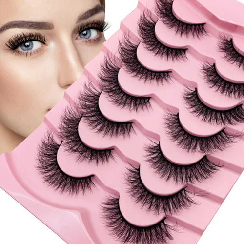 7 Pairs Fluffy 3D Faux Mink Lashes – Vegan, Lightweight & Reusable Lash Strips