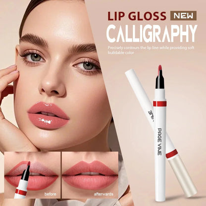 2-in-1 Long Lasting Smudge-Proof Creamy Retractable Lip Liner & Lip Gloss | Waterproof | Vegan & Organic