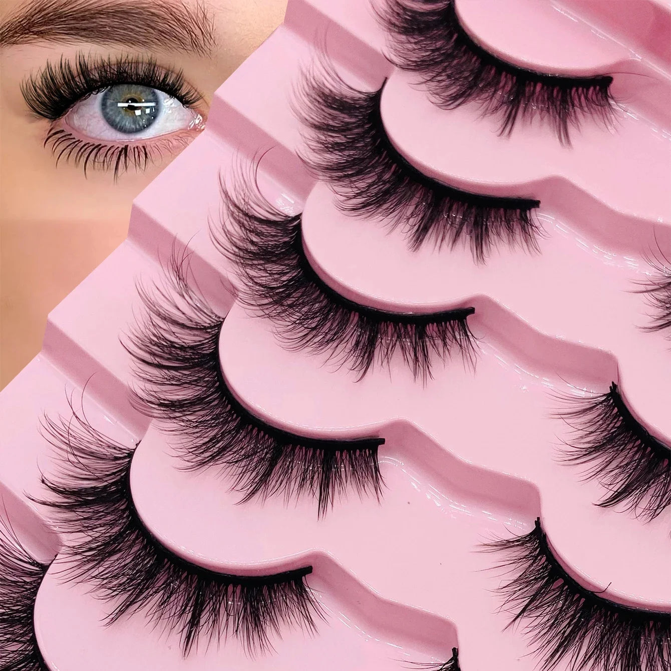 7 Pairs Fluffy 3D Faux Mink Lashes – Vegan, Lightweight & Reusable Lash Strips