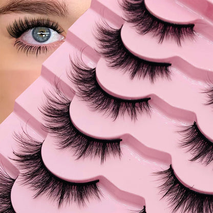 7 Pairs Fluffy 3D Faux Mink Lashes – Vegan, Lightweight & Reusable Lash Strips