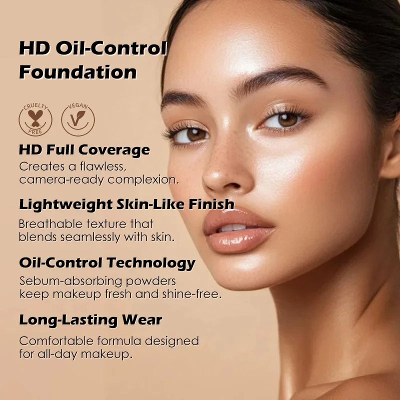 Full Coverage Matte Liquid Foundation – Waterproof, Long-Lasting Natural Finish Face Makeup