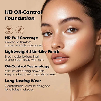 Full Coverage Matte Liquid Foundation – Waterproof, Long-Lasting Natural Finish Face Makeup