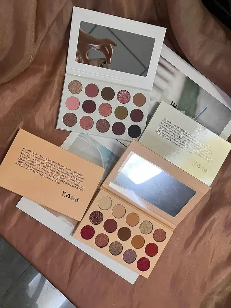 High Pigmented DIY Makeup Eyeshadow Palette – Nude Matte & Glitter Colors | Long-Lasting Blendable Eye Shadow Set
