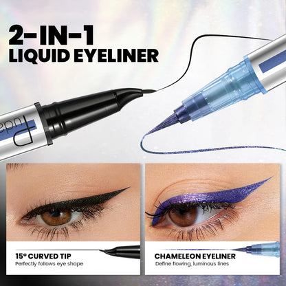 Waterproof 2-in-1 Chameleon Eyeliner Pen – Smooth, Long-Lasting & Non-Fading Black Eyeliner