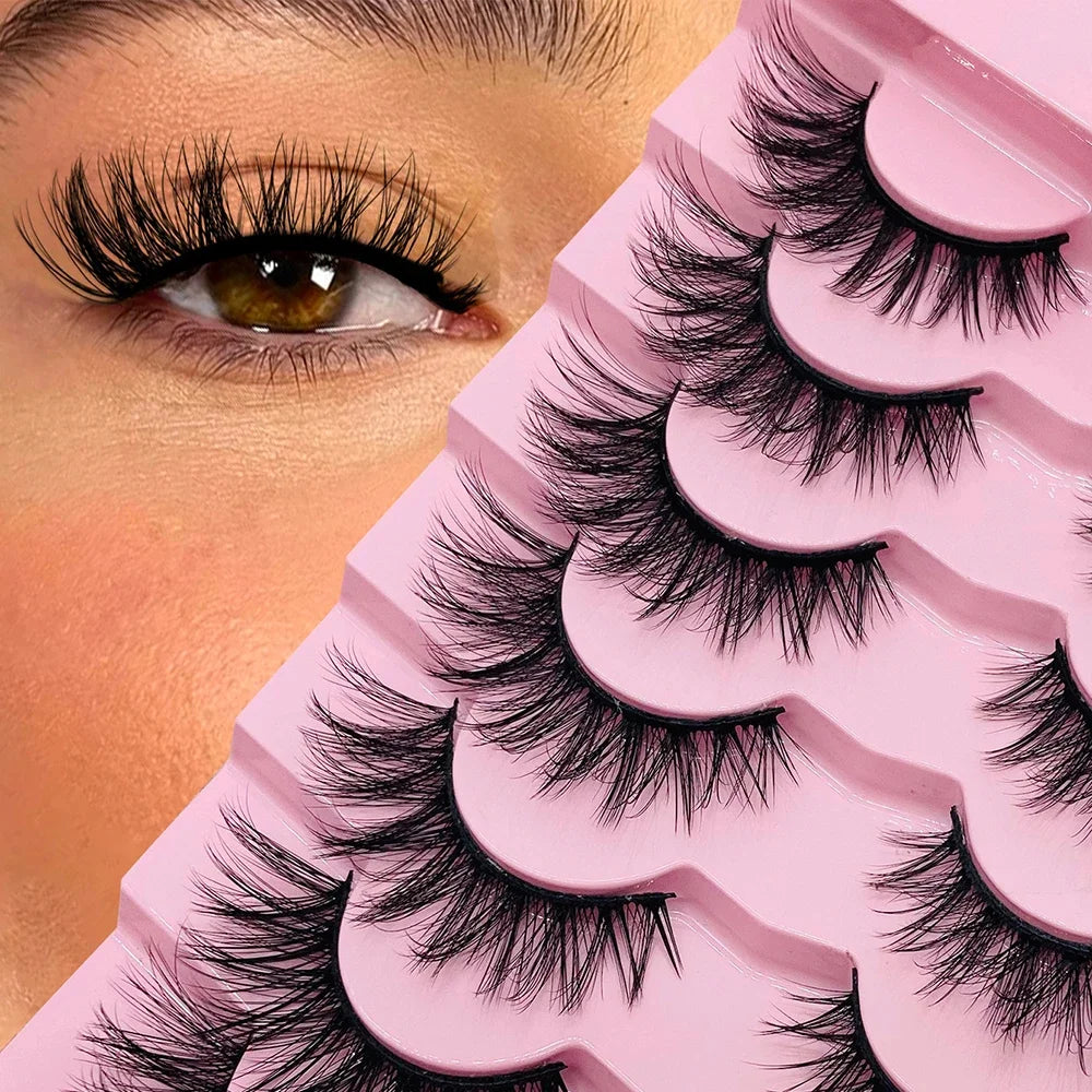 7 Pairs Fluffy 3D Faux Mink Lashes – Vegan, Lightweight & Reusable Lash Strips