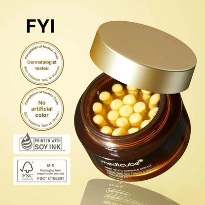 Medicube Bosman Deep Vitamin C Golden Capsule Face Cream – Liposome Brightening Moisturizer for Wrinkles, Dark Spots & Radiant Skin (50ml)