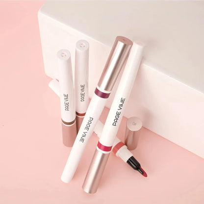 2-in-1 Long Lasting Smudge-Proof Creamy Retractable Lip Liner & Lip Gloss | Waterproof | Vegan & Organic