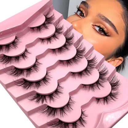 7 Pairs Fluffy 3D Faux Mink Lashes – Vegan, Lightweight & Reusable Lash Strips