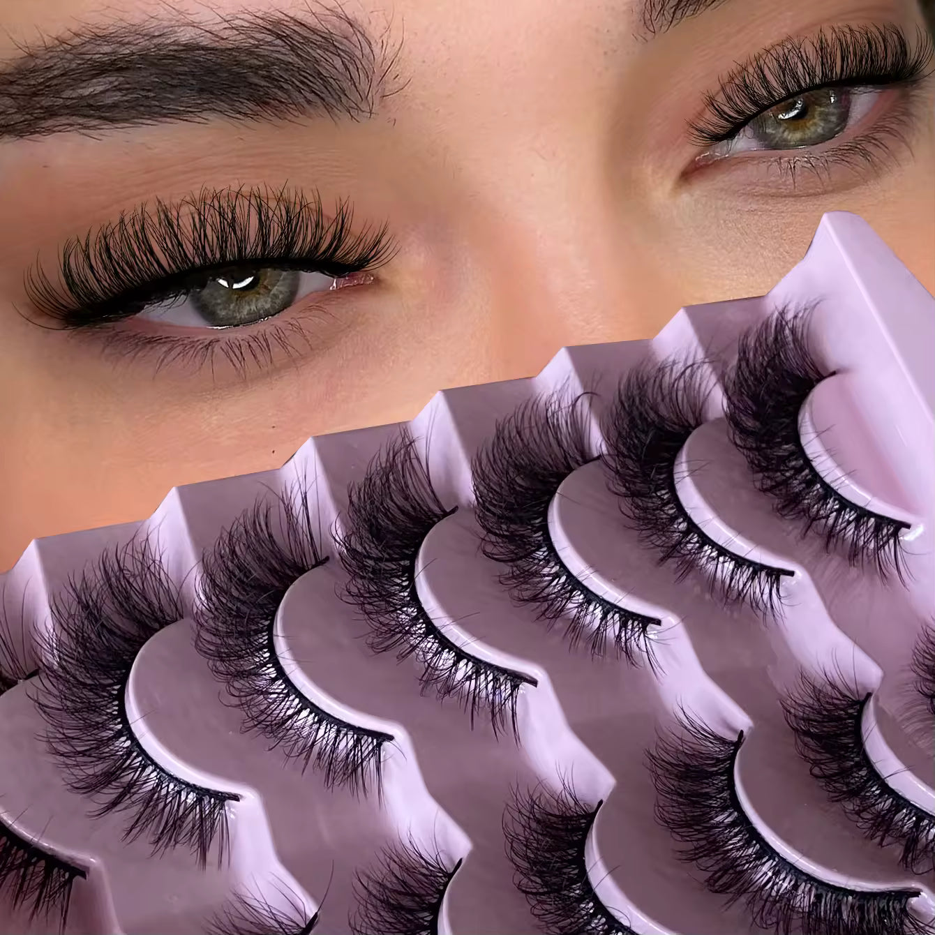 7 Pairs Fluffy 3D Faux Mink Lashes – Vegan, Lightweight & Reusable Lash Strips