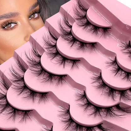7 Pairs Fluffy 3D Faux Mink Lashes – Vegan, Lightweight & Reusable Lash Strips