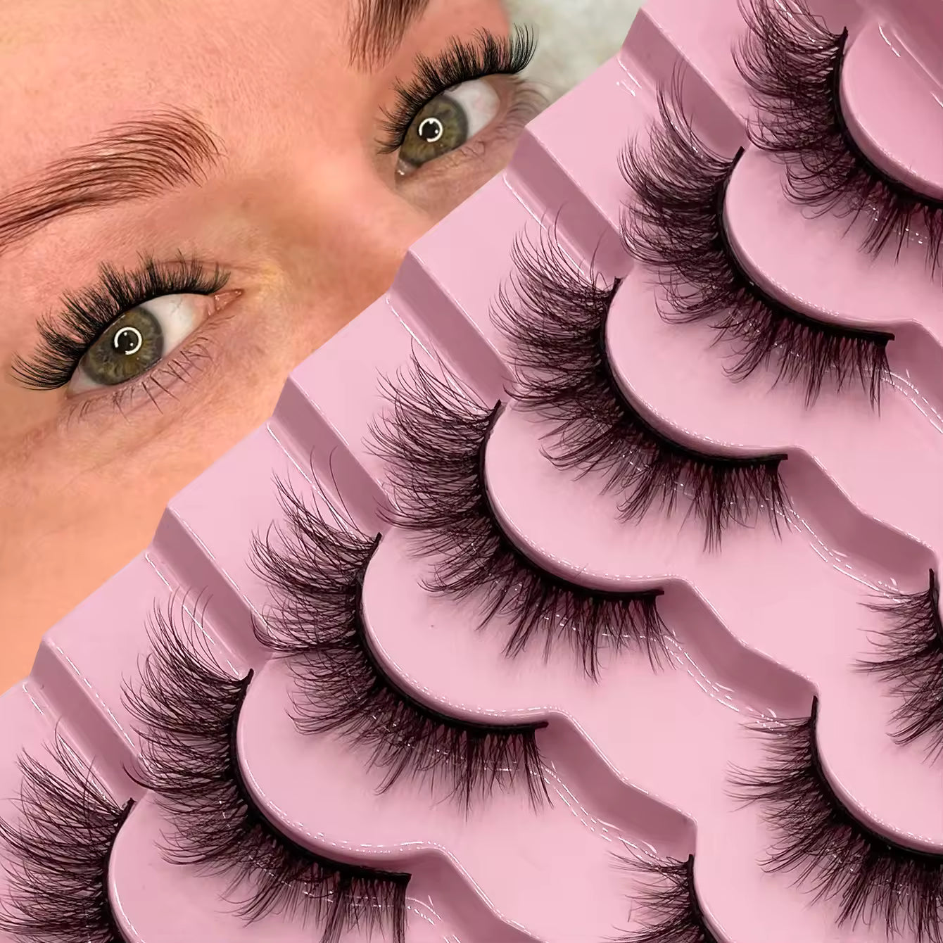 7 Pairs Fluffy 3D Faux Mink Lashes – Vegan, Lightweight & Reusable Lash Strips