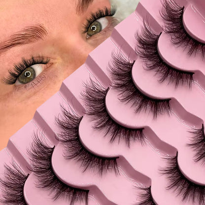 7 Pairs Fluffy 3D Faux Mink Lashes – Vegan, Lightweight & Reusable Lash Strips